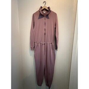 Beyond Yoga Jumpsuit Womens XL Pink Long Sleeve Zip Front Mock Neck Jogger